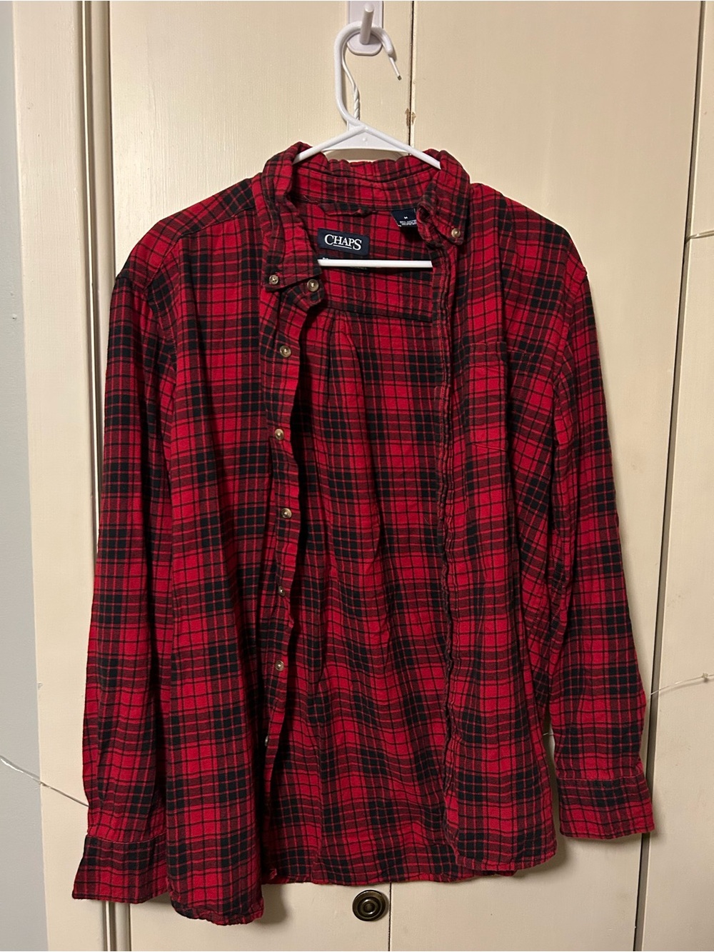 Chaps Red and Black Plaid Button-Down Shirt